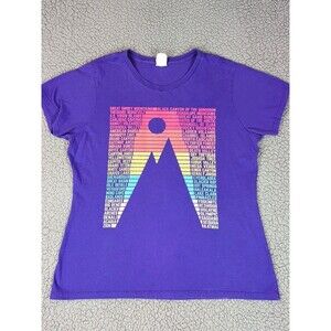 Y2K Port Authority Womens Large Purple National Park List Mountain Graphic Shirt